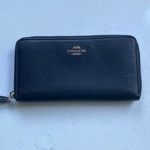 Coach Long Wallet.  Black Pebbled Leather